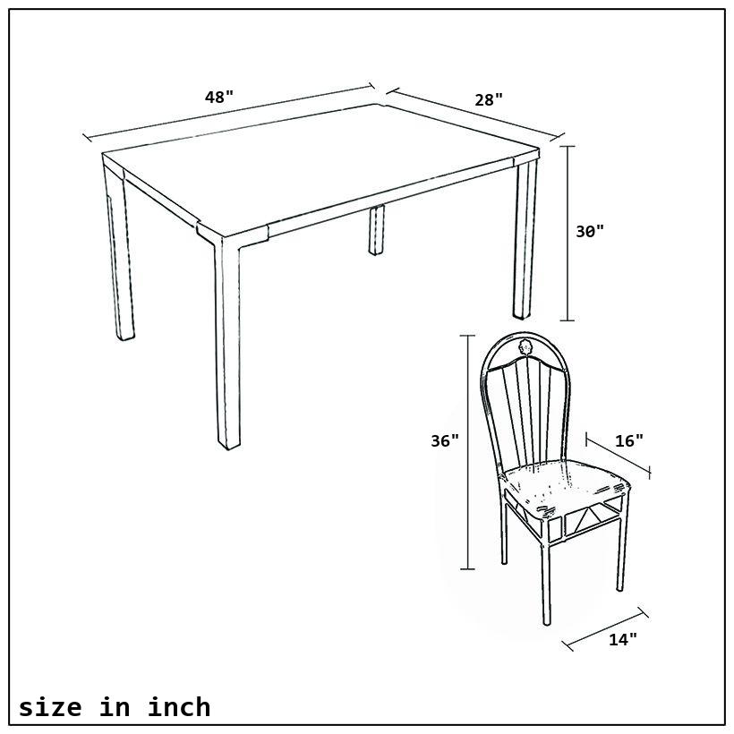 DENSO 4 Seater Metal Table and Chairs Set with Top Glass-size