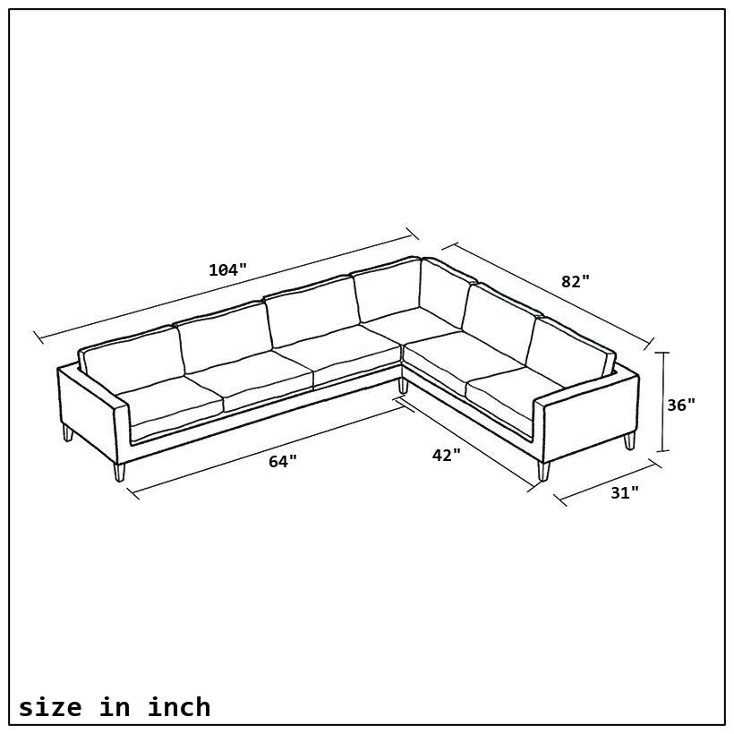 Delux-Wave 5 Seat Corner Sofa Set 2+2+1+C-size