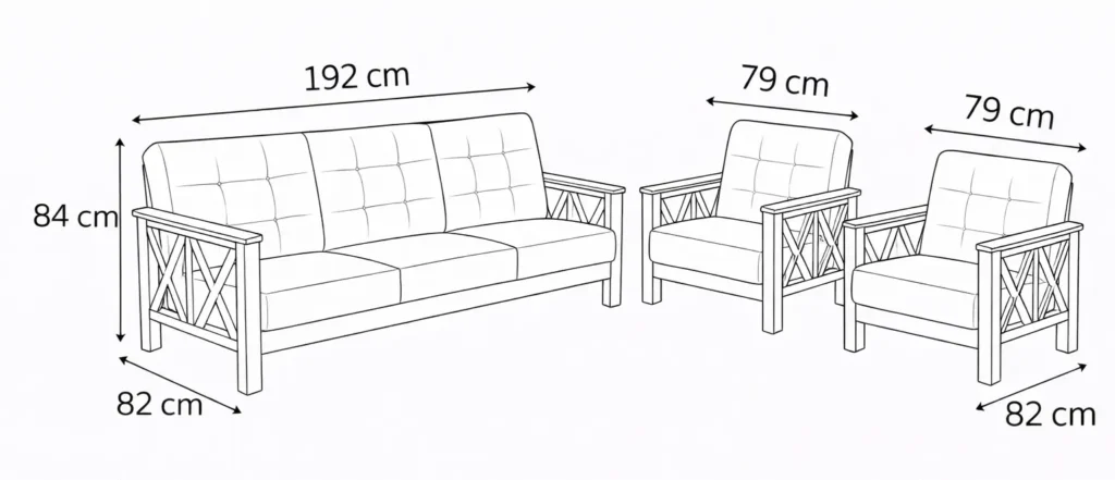 3 1 1 wooden sofa set 1
