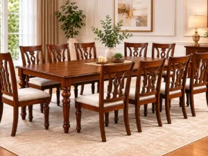 custom made prestige solid wood 8 seater dining set
