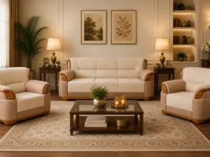 signature wooden accent sofa 3+1+1