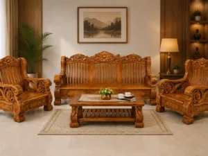 gregorian solid teak wood sofa + tea table